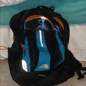 North Face Recon Backpack - blue, black, orange